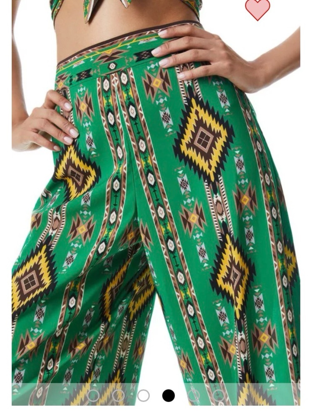 Alice + Olivia Green Aztec Print Athena Wide Leg Pant - Picture 3 of 10